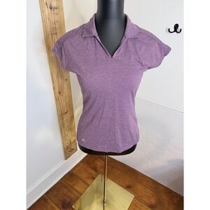 Adidas Polo Shirt Women's XS Purple Striped V-Neck Collared Tennis Golf